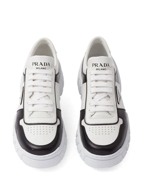 prada white chunky trainers|prada leather low top sneakers.